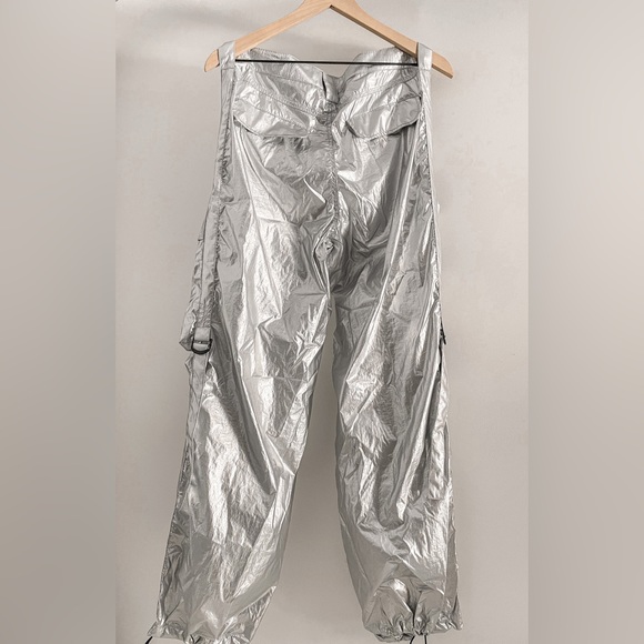 ZARA SHINY CARGO PANTS SZ LARGE 2217/105/121/14 - Picture 3 of 5